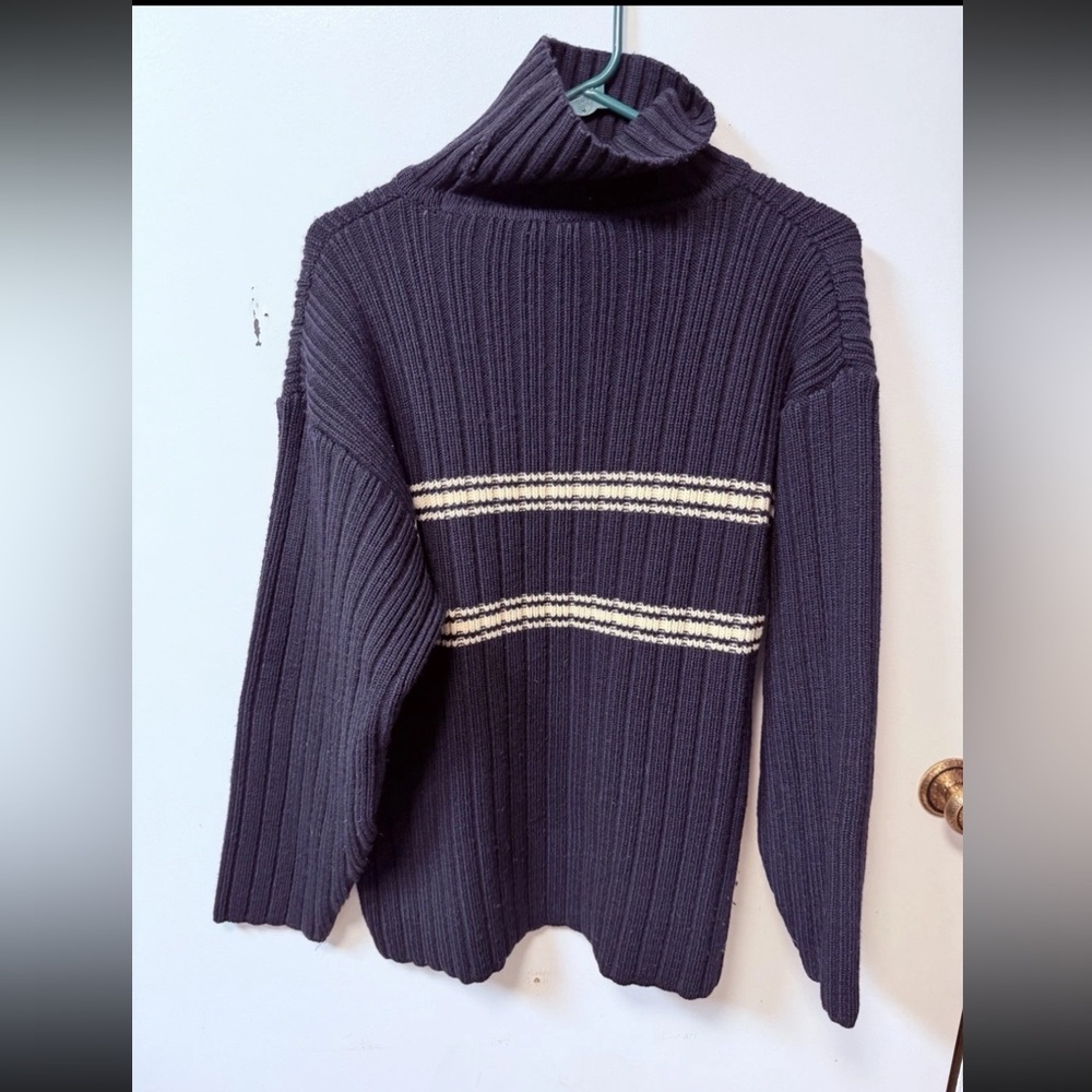Country Road Dark Blue Ribbed Turtleneck Sweater